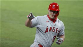 ▲「神鱒」楚奧特（Mike Trout）29歲生日首打席開轟。（圖／美聯社／達志影像）