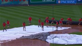 ▲國民主場遮雨蓬布打不開。（圖／取自美國職棒官網）