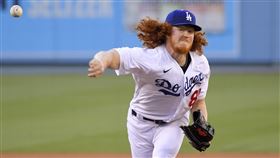 ▲道奇新秀梅伊（Dustin May）再次投出超狂尾勁的伸卡球。（圖／美聯社／達志影像）