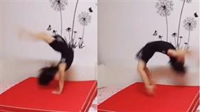  6歲妹連續空翻65下，動作相當流暢。（圖／翻攝自梨視頻）