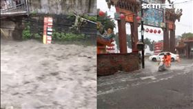 台中一級淹水警戒！大里積水淹過腳踝　人車水中艱辛前進
圖／民眾提供