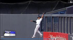 ▲洋基中外野手辛克斯（Aaron Hicks）沒收全壘打。（圖／翻攝自MLB官網）