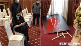  李登輝,台北賓館,追思,紅漆,氣球,鄭惠中
圖/翻攝畫面