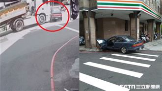 畫面曝！連環撞衝超商　行人慘遭夾撞
