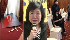 鄭惠中潑漆李登輝肖像（台北賓館,北賓）
合成圖／資料照