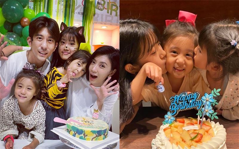 咘咘過5歲生日　3姊妹合照放飛自我