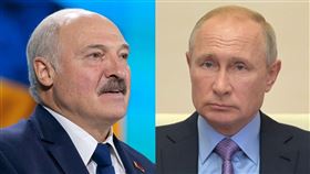 白俄羅斯總統大選雖落幕，但不滿選舉結果的抗爭加劇，總統魯卡申柯（左）15日致電俄羅斯總統蒲亭（右）討論情勢。（左圖取自維基共享資源，作者Администрация президента Украины，CC BY-SA 4.0；右圖取自twitter.com/KremlinRussia_E）
