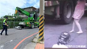 台中吊車輾死2歲童，孕婦載女兒外出遇車禍／翻攝畫面