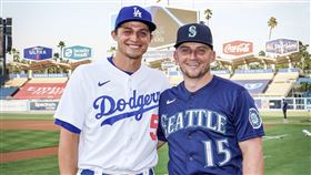 ▲席格（Corey Seager、Kyle Seager）兄弟首次在場上對決先後開轟寫紀錄。（圖／翻攝自道奇推特）