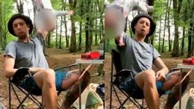 伊戈爾把女嬰「頭下腳上」舉在空中甩。（圖／翻攝自克拉斯諾達爾警局）