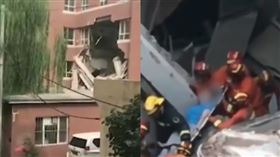 瀋陽小學大樓突坍塌...驚見「中空大洞」　陸網友氣炸：嚴查豆腐渣工程(圖/翻攝自網易視頻)