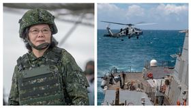 蔡英文、馬斯汀號(DDG 89)（組合圖／翻攝U.S. Pacific Fleet臉書）