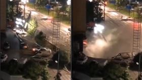 銀龍廣場,路面塌陷,暴雨,四川/翻攝推特