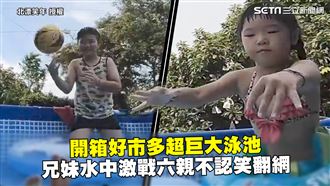 開箱巨大泳池　兄妹水中激戰笑翻網