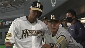 中田翔和王柏融慶祝開轟。（圖／翻攝自推特）