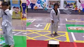 嘉義尖叫妹「跪錯腳」萌劈木板　男童一旁嚇慘摀耳（圖／翻攝畫面）