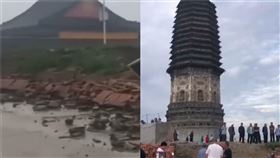 暴雨沖毀千年古塔「圍牆」！居民傻：才蓋1年…古塔都沒倒（圖／翻攝自）