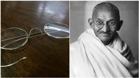 「印度國父」甘地（合成圖／翻攝自維基共享資源、東布里斯托拍賣所IG）