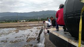 沼液沼渣加速稻草腐化　台東每年減少605噸污染台東區農業改良場研究畜牧產生的沼液和沼渣，可加速稻草稈腐化，每年可減少605公噸沼渣和沼液排入河川造成污染，環保單位鼓勵民眾多利用。（台東縣政府提供）中央社記者盧太城台東傳真　109年8月25日