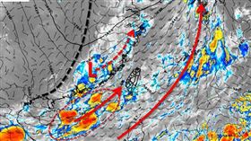 菲律賓東邊熱擾動，氣象局表示正在慢慢組織，最快今（27）天就會變成熱低壓，周末生成颱風。（圖／翻攝自天氣職人－吳聖宇）
