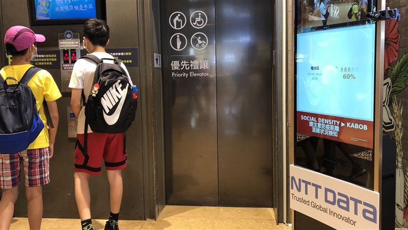 百貨社交距離示警系統　人潮太多亮燈