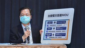 台捷簽署MOU　龔明鑫說明內容國發會主委龔明鑫31日主持台捷經貿合作說明記者會，說明台捷雙方共同簽署合作備忘錄（MOU）內容。中央社記者王飛華攝　109年8月31日