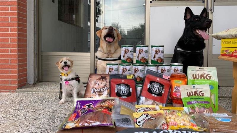 汪汪版普渡桌　3警犬虔誠拜好兄弟