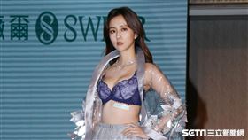 「美胸女神」周曉涵只穿內衣渾圓雪乳炸深溝。（記者邱榮吉/攝影）