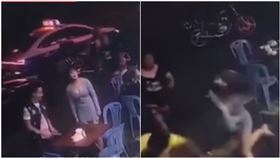遭黑衣人挑釁！男友1秒被擊趴…爆乳妹護愛「單挑全場」（圖／翻攝自易視頻）