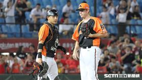 ▲統一獅捕手陳重羽、先發投手泰迪。（圖／記者劉彥池攝影）