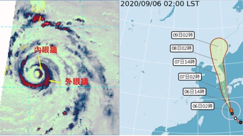 海神出現「雙眼牆」！強颱之姿襲日韓