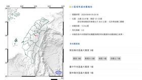 快訊／南投縣清晨規模3.5地震　最大震度3級，圖／中央氣象局