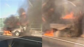 快訊／國一北上彰化段「車引擎冒煙秒成火球」　回堵5公里（圖／翻攝自爆料公社）