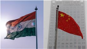 印度，中國，國旗（合成圖／翻攝自Pixabay）