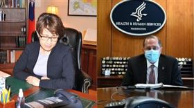 蕭美琴與美國衛生部長艾薩（Alex Azar）通話（組合圖／翻攝自推特）