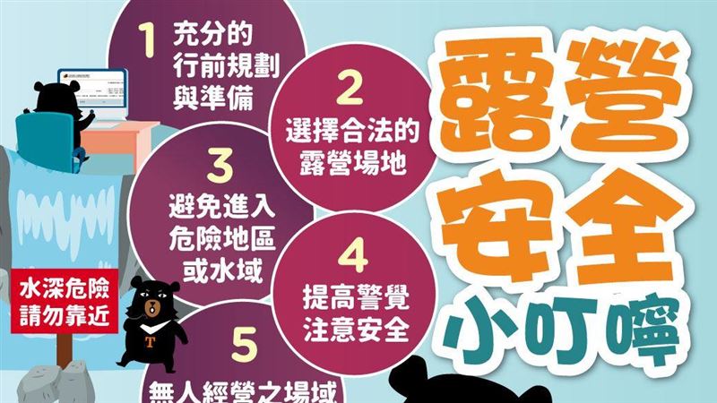 防憾事重演　觀光局：露營注意6件事