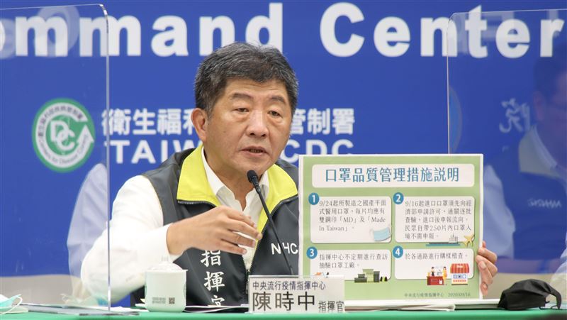 陳時中：9/17起雙鋼印口罩全徵用