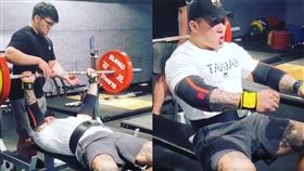 館長中彈後臥推160KG。（圖／翻攝自臉書）
