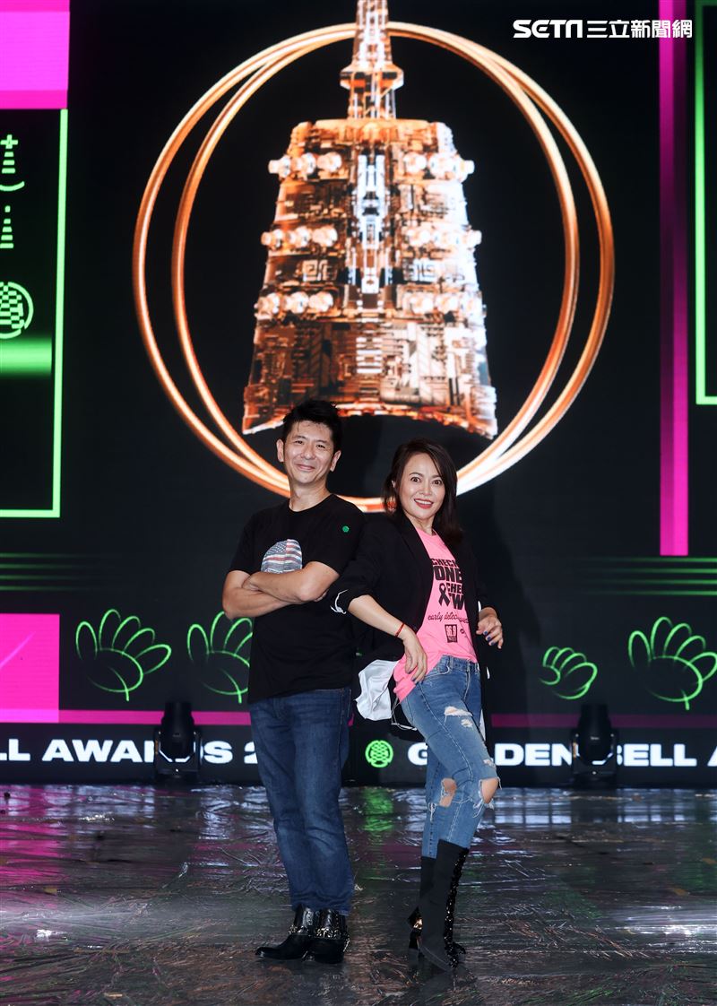 戴愛玲、荒山亮廣播金鐘彩排。（記者邱榮吉/攝影）