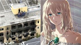 日本「京都動畫」縱火犯、京阿尼。（共同社提供）/《紫羅蘭永恆花園電影版》。采昌提供。