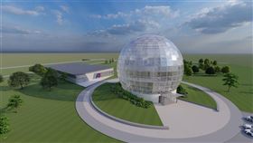 鴻海持續布局美國威斯康辛州，位於威谷科技園區的球形高速運算資料中心鋼鐵結構工程已完成。（圖／鴻海）