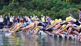 ▲梅花湖全國鐵人三項賽江典祐、潘昱婷。（圖／鐵人三項協會提供）