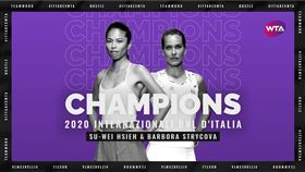 ▲謝淑薇和捷克搭檔史翠可娃（Barbora Strycova）在羅馬網球賽女雙奪冠，進帳本季女雙第4冠。（圖／翻攝自WTA推特）