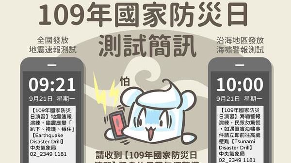 別驚慌！921防災日將收2警報簡訊