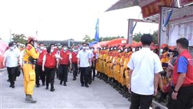 九二國家防災日，內政部模擬台南6.9大震動員千人陸空聯合演練，總統蔡英文到場視導。（圖／內政部提供）