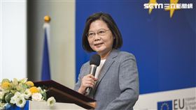 蔡英文出席「投資歐盟論壇」。（圖／總統府提供）