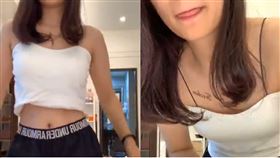 潑糞妹轉戰直播主！彎腰「喬奶」露邪惡視角…飆唱台語歌（圖／翻攝自邱女臉書）