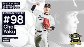 ▲張奕24日先發對戰軟銀。（圖／翻攝自歐力士官方推特）