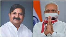 ▲莫迪（右）發文哀悼安加迪（左）。（圖／翻攝自莫迪、Suresh Angadi推特）