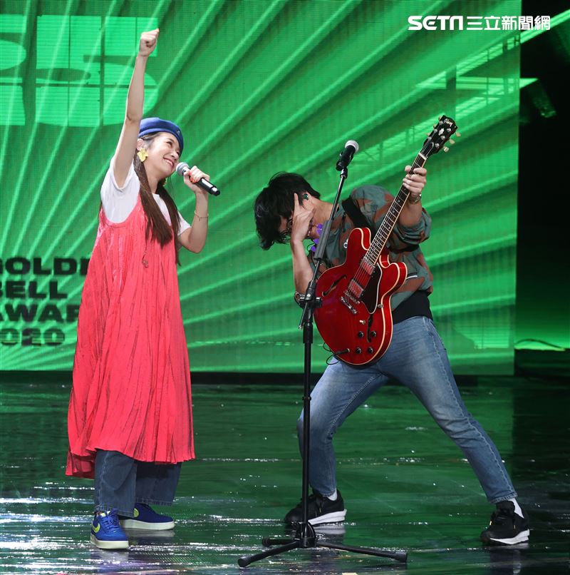 「第55屆電視金鐘獎」主持人盧廣仲、Lulu彩排。（記者邱榮吉/攝影）